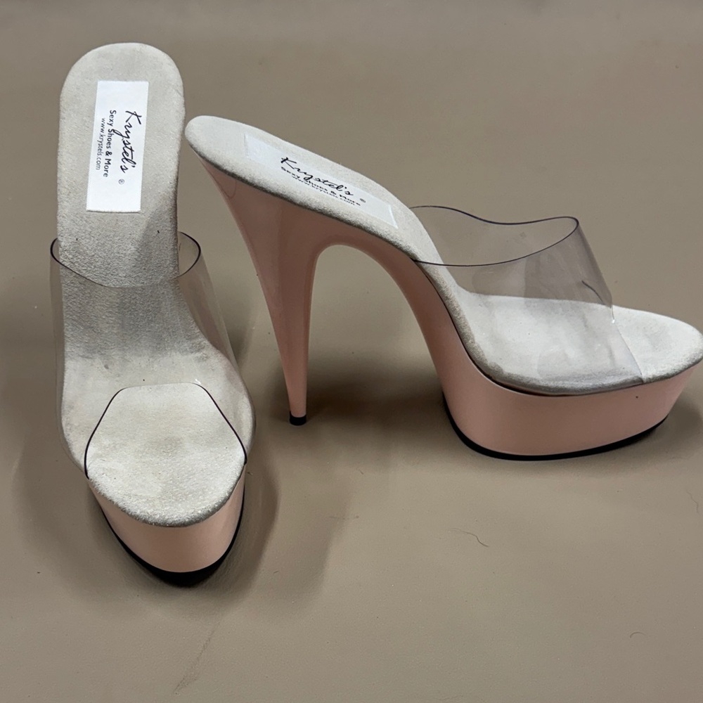 Krystel’s Clear and Pink Platform Heels